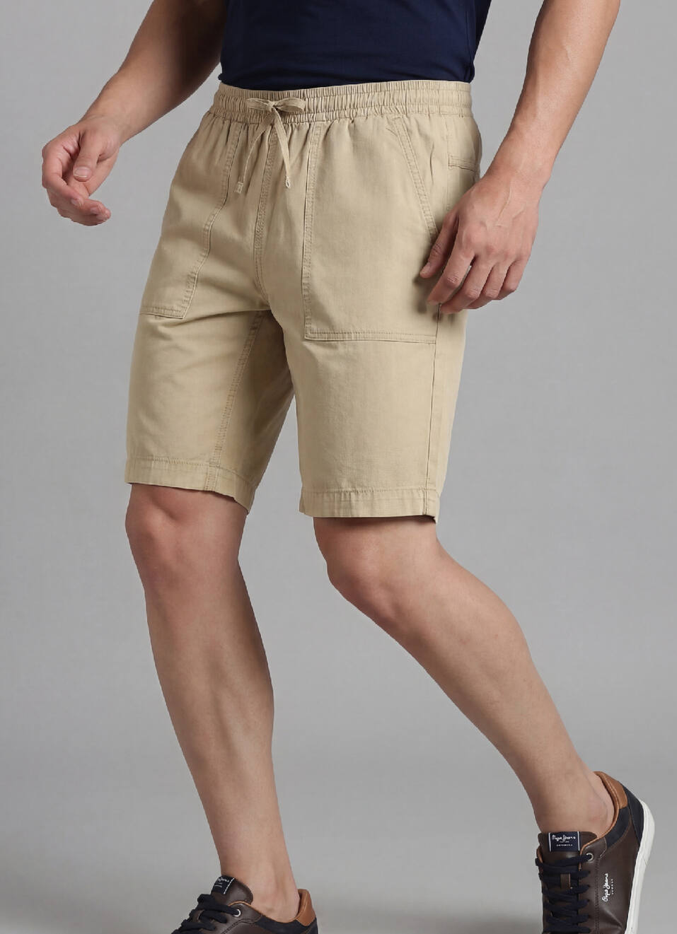 Off White Elasticated Poplin Summer Chino Shorts, , large image number 0