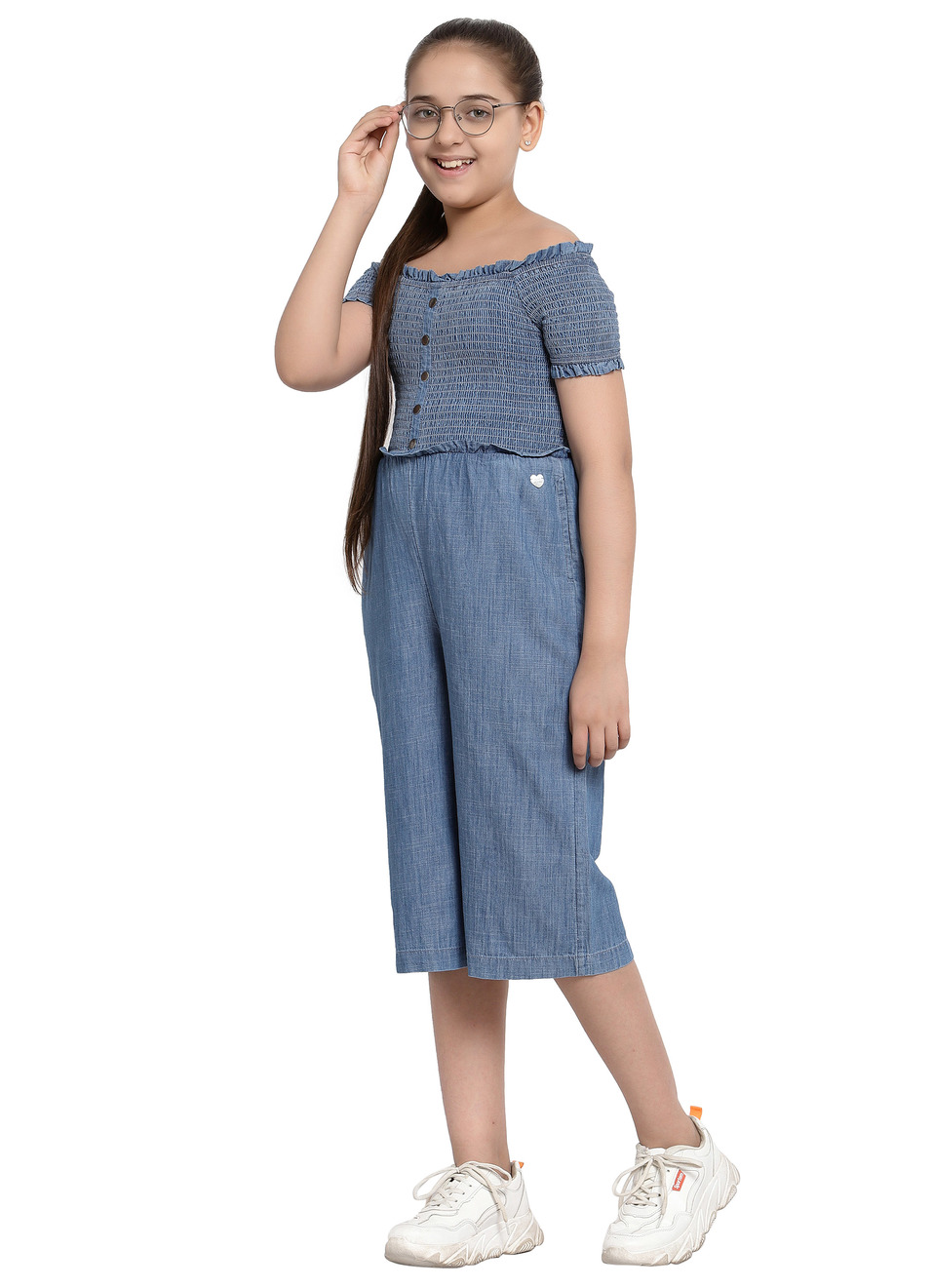 Grace Ss Mid Wash Denim Jumpsuit, , large image number 3