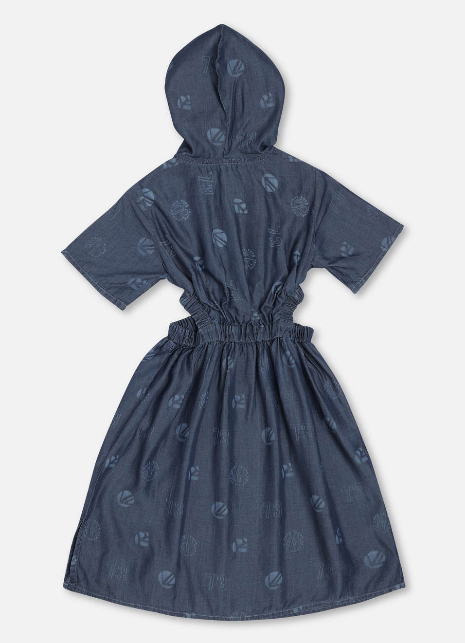 Khloe Lazer Printed Denim Hoodie Dress, , large image number 1