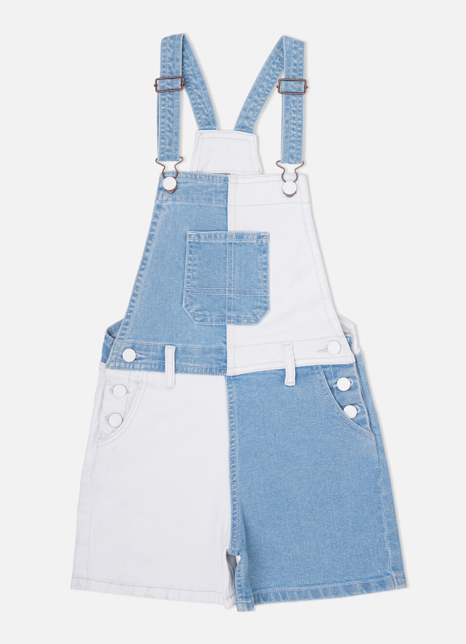 DENIM SHORTALL WITH TONAL PATCHWORK, , large image number 1