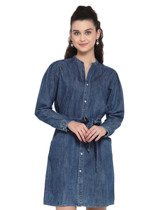ワンピース herlipto Eze Puff-Sleeve Denim Dress PL952951CA0-17.jpg