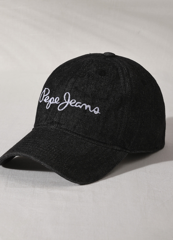 Black Embroidered Denim Cap