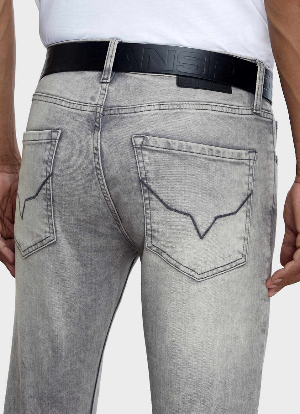 Men Black Embossed Leather Belt With Matte Black Buckle, , large image number 5