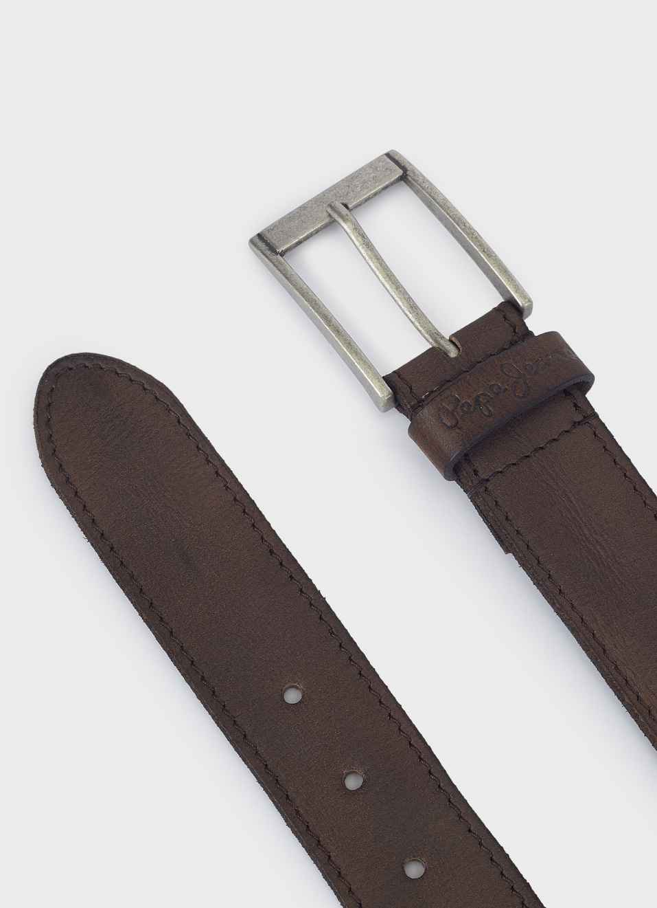 Men Brown Genuine Leather Belt With Metal Buckle, , large image number 3