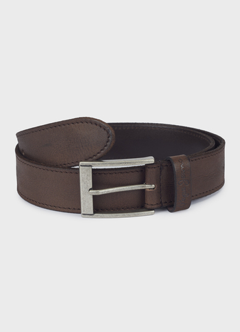 Men Brown Genuine Leather Belt With Metal Buckle