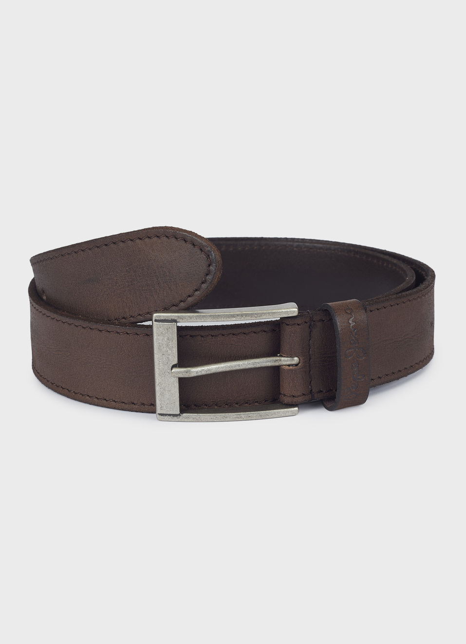 Men Brown Genuine Leather Belt With Metal Buckle, , large image number 0