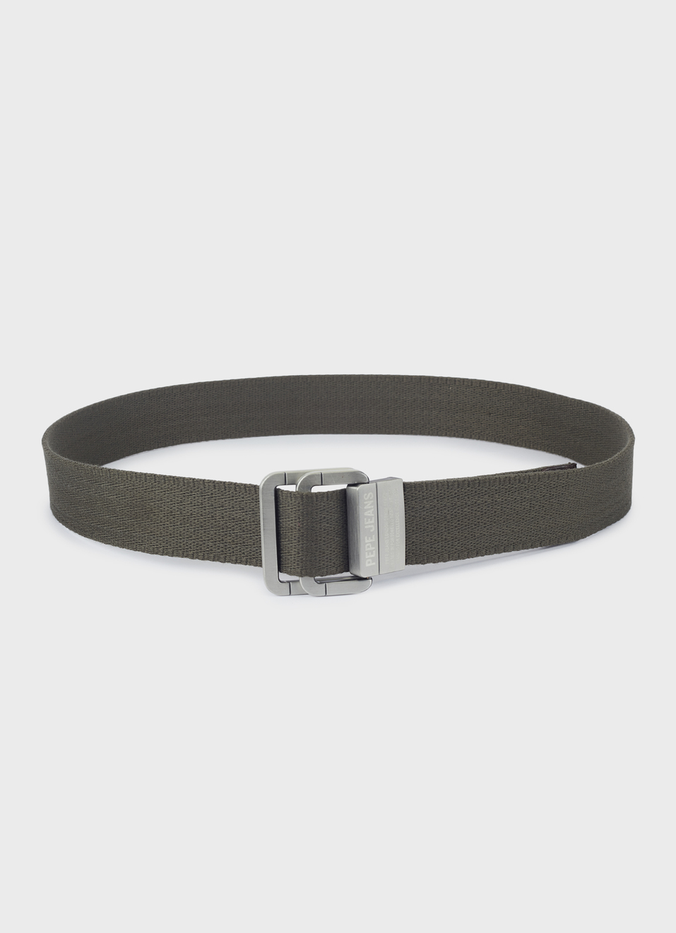 Men Dark Green Webbing Belt With Metal Clip Buckle, , large image number 1