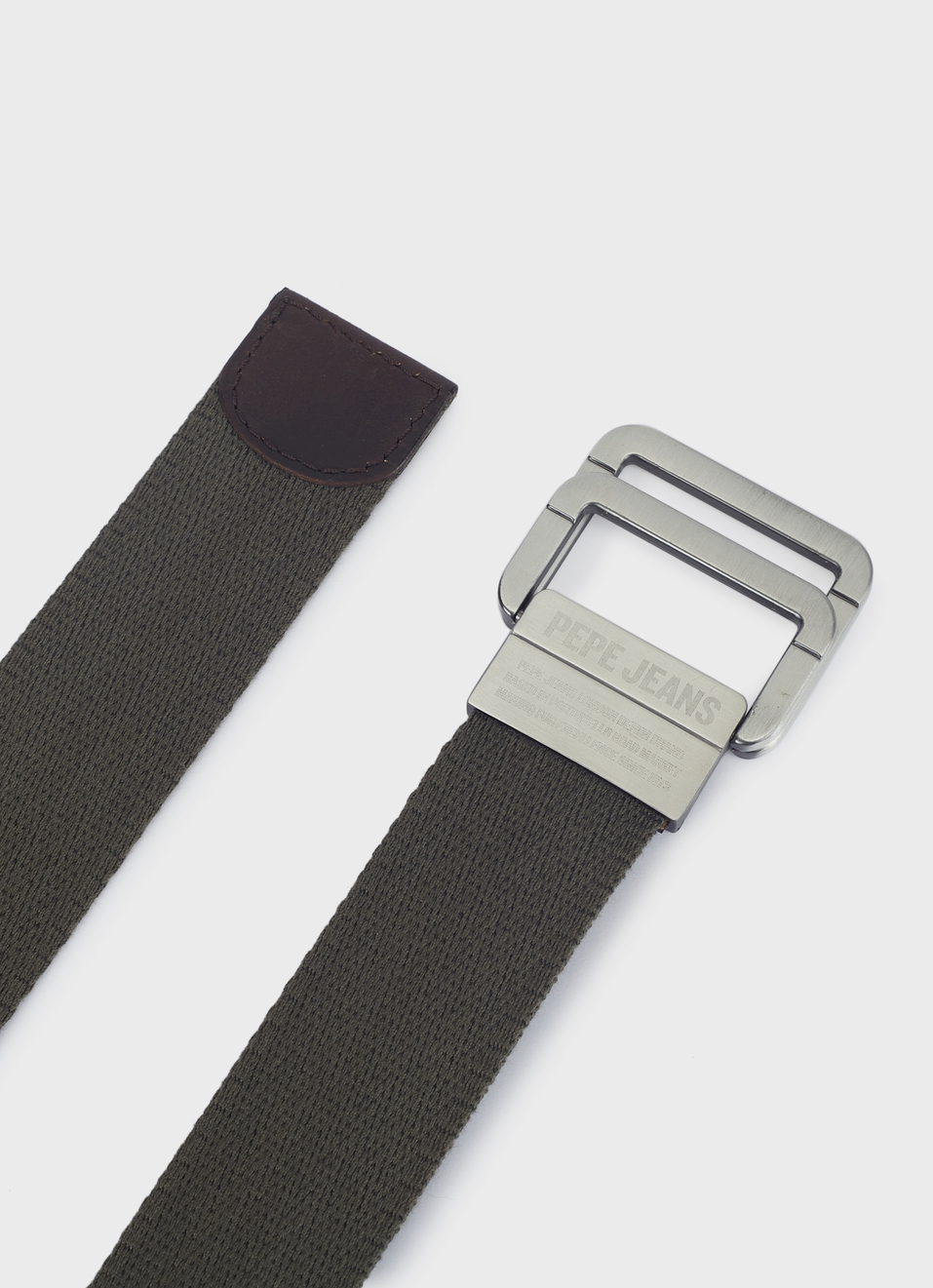 Men Dark Green Webbing Belt With Metal Clip Buckle, , large image number 3