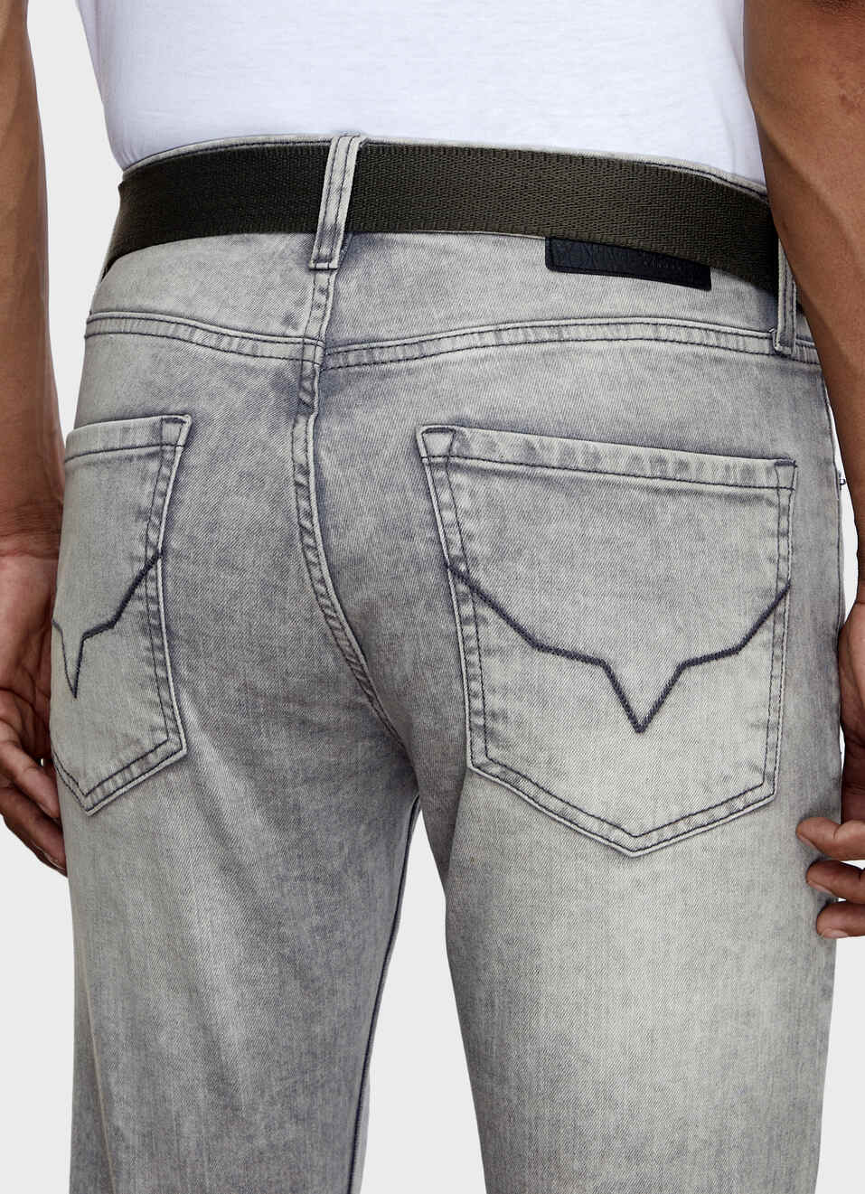 Men Dark Green Webbing Belt With Metal Clip Buckle, , large image number 5