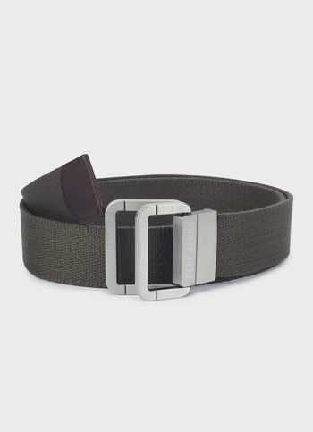 Men Dark Green Webbing Belt With Metal Clip Buckle