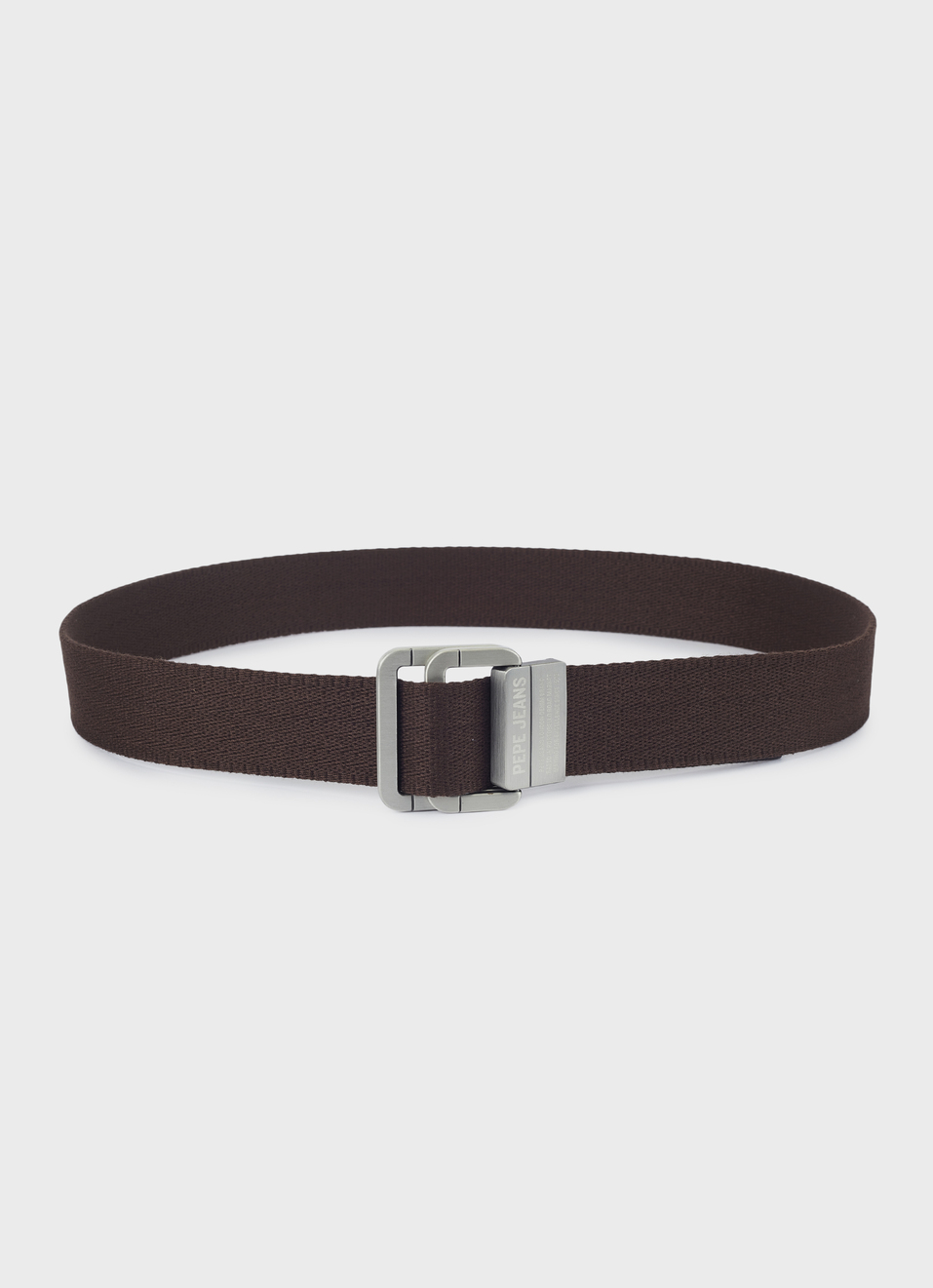 Men Dark Brown Webbing Belt With Metal Clip Buckle, , large image number 1