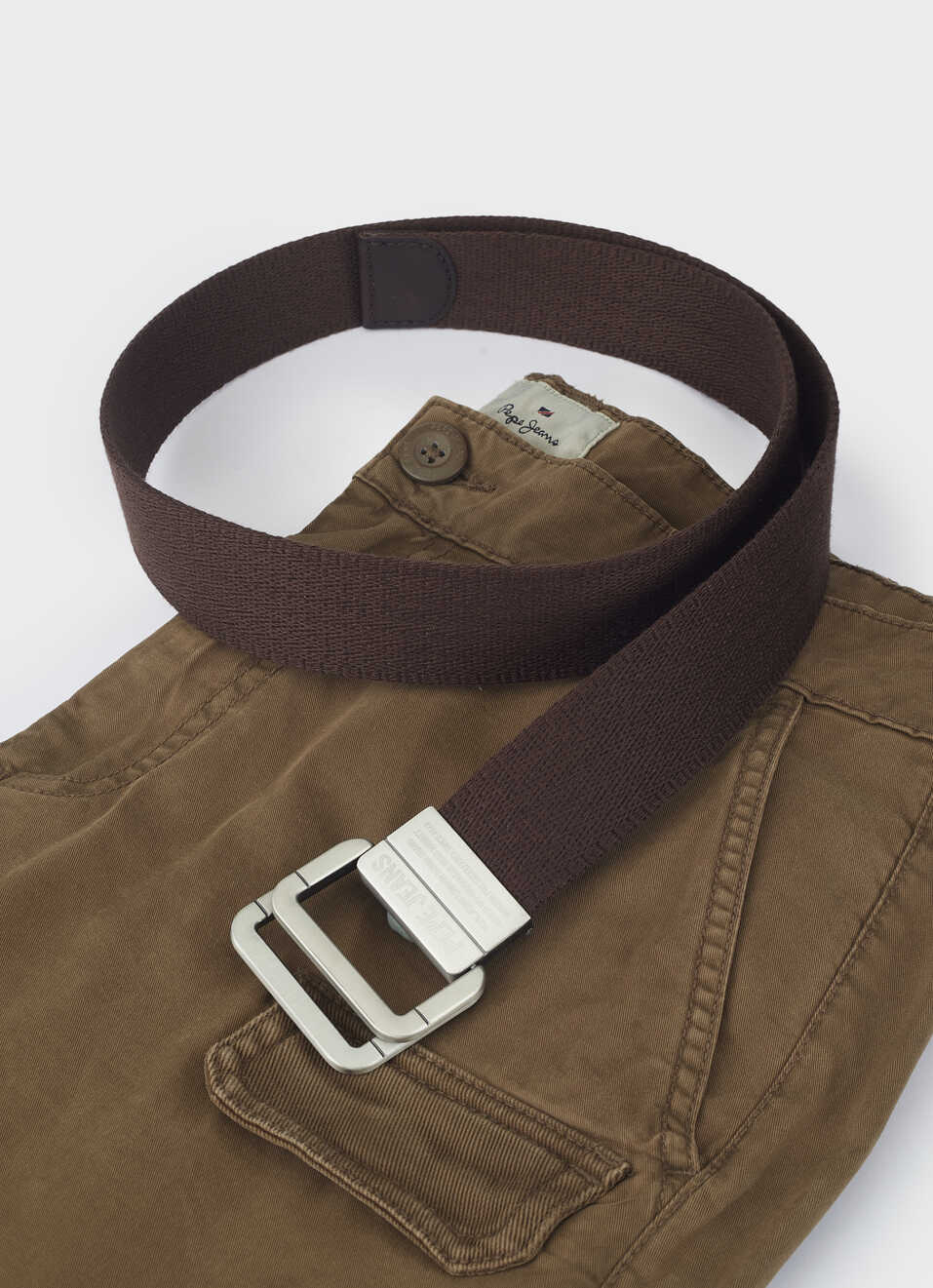 Men Dark Brown Webbing Belt With Metal Clip Buckle, , large image number 2