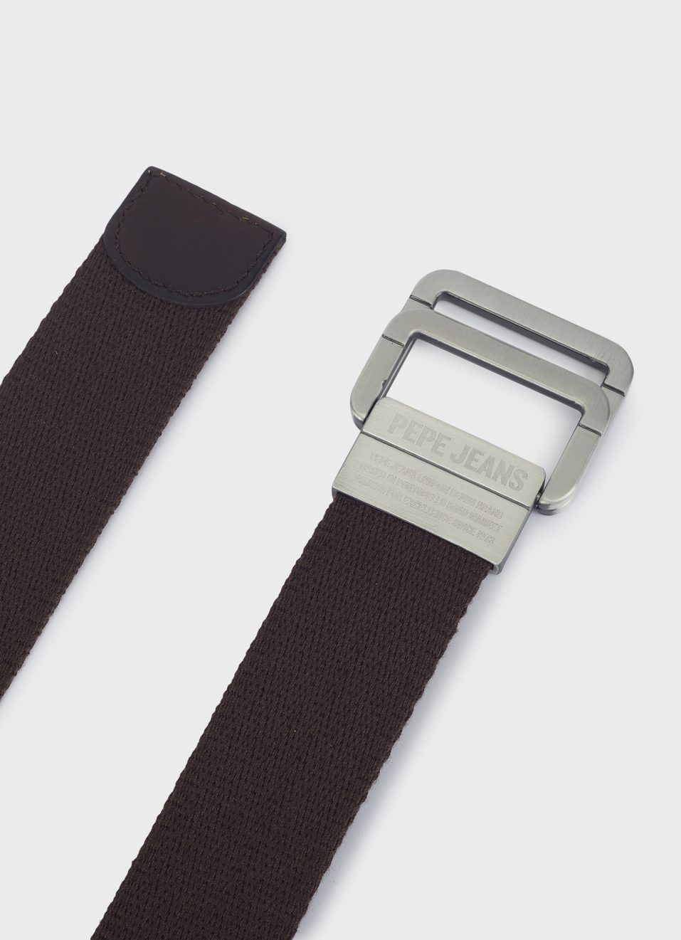 Men Dark Brown Webbing Belt With Metal Clip Buckle, , large image number 3