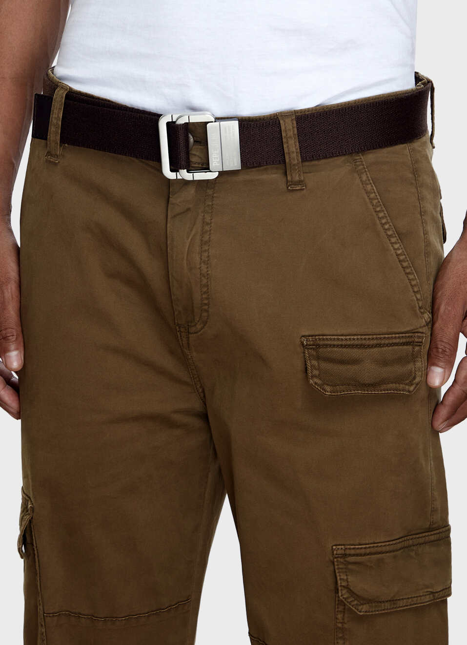 Men Dark Brown Webbing Belt With Metal Clip Buckle, , large image number 4