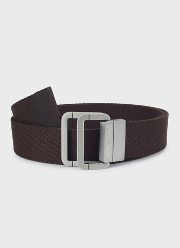Men Dark Brown Webbing Belt With Metal Clip Buckle