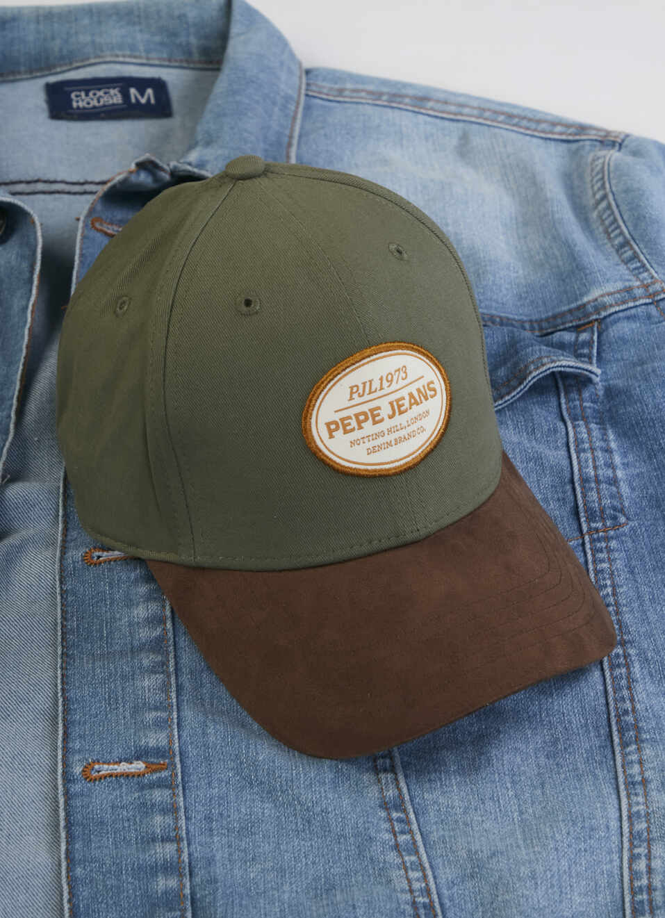 Men Olive Green & Brown Suede Visor Baseball Cap, , large image number 3