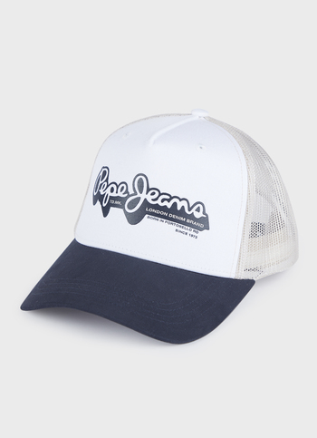 Men Navy & White Trucker Cap With Mesh Back