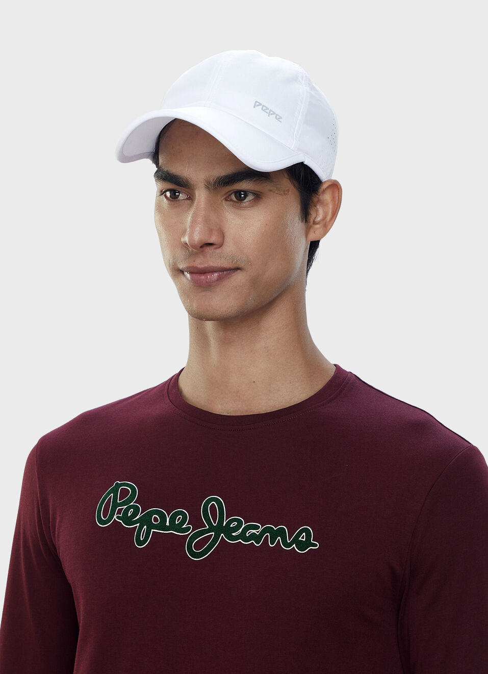 Men White Sports Cap With Logo, , large image number 2