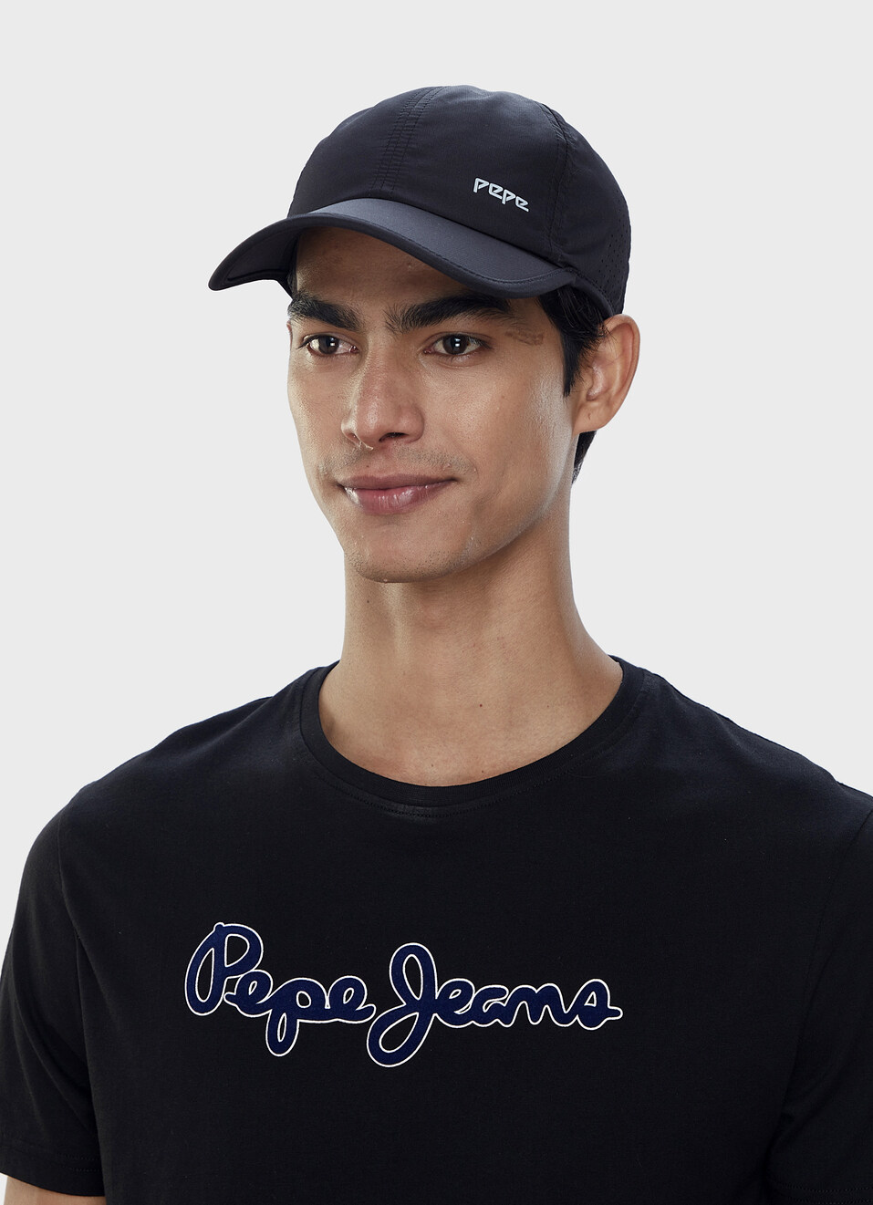 Men Black Sports Cap With Logo, , large image number 2