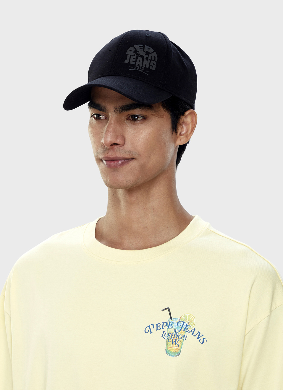 Men Black Baseball Cap With Monochrome Logo, , large image number 2