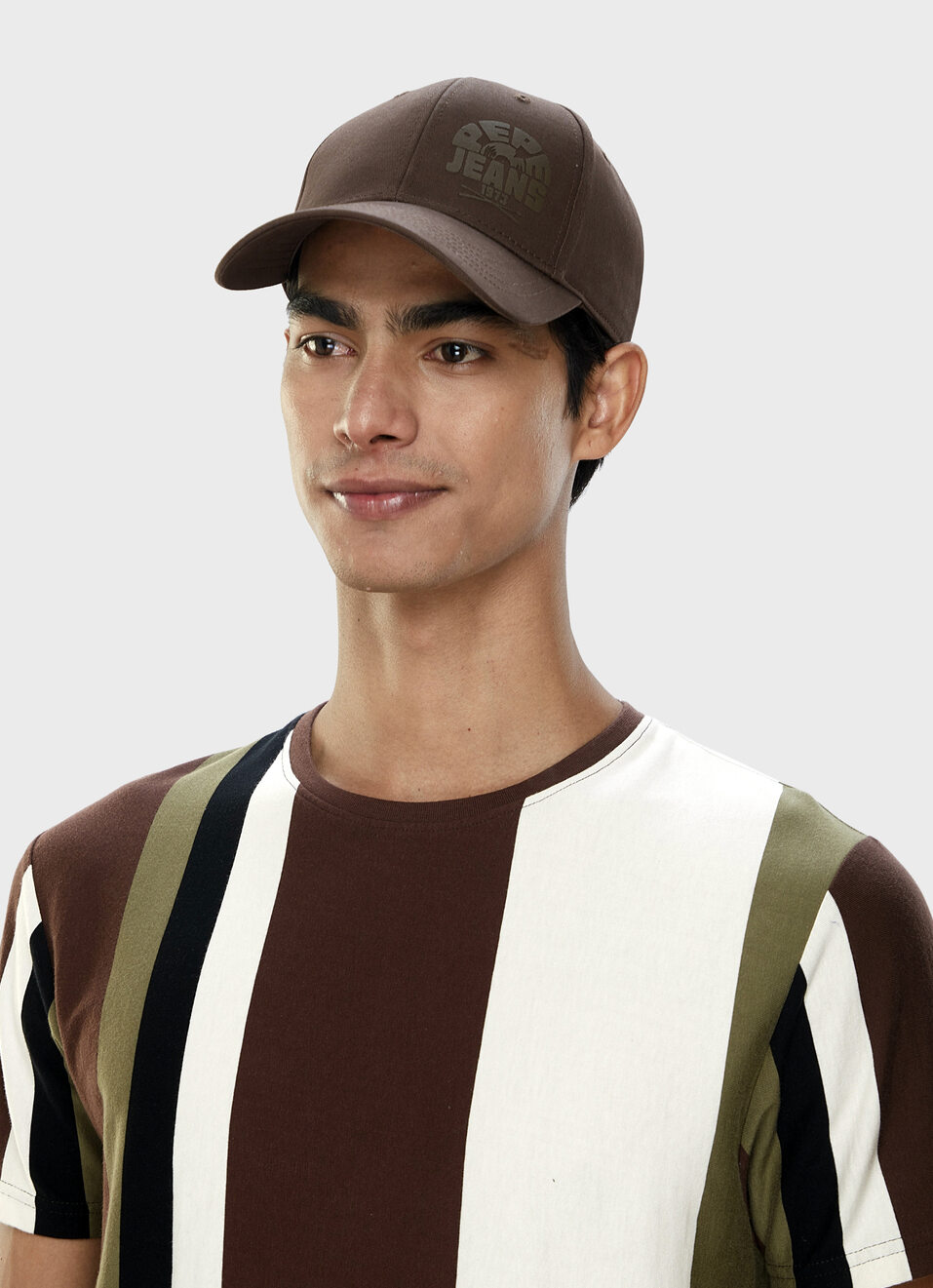 Men Brown Baseball Cap With Monochrome Logo, , large image number 2