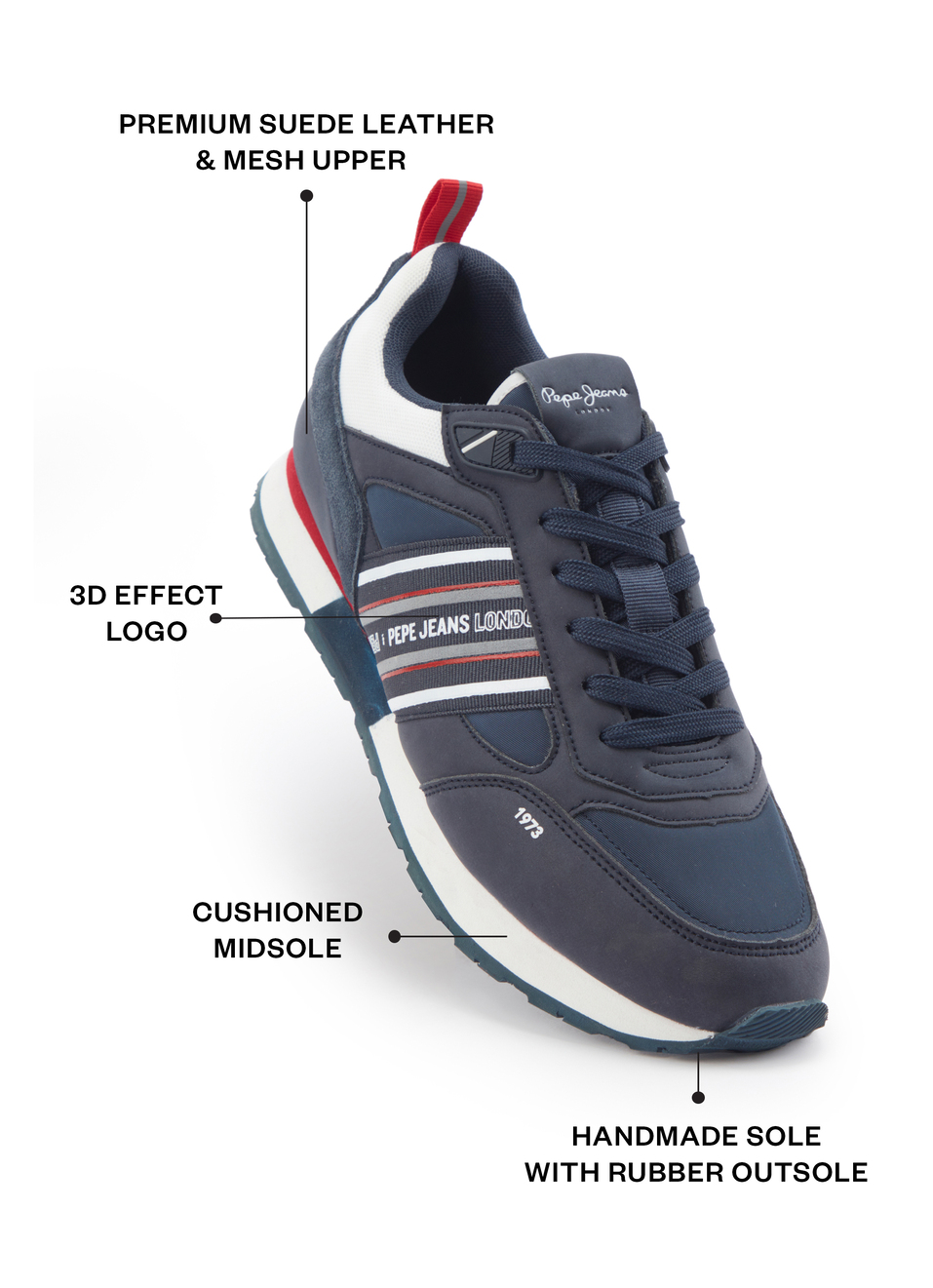 Navy 3d Logo Anti-skid Running Sneakers, , large image number 1