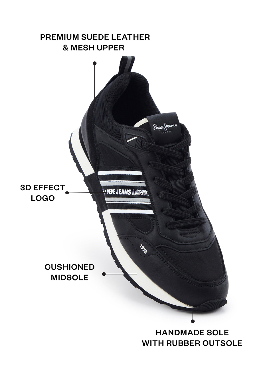 Black 3d Logo Anti-skid Running Sneakers, , large image number 1