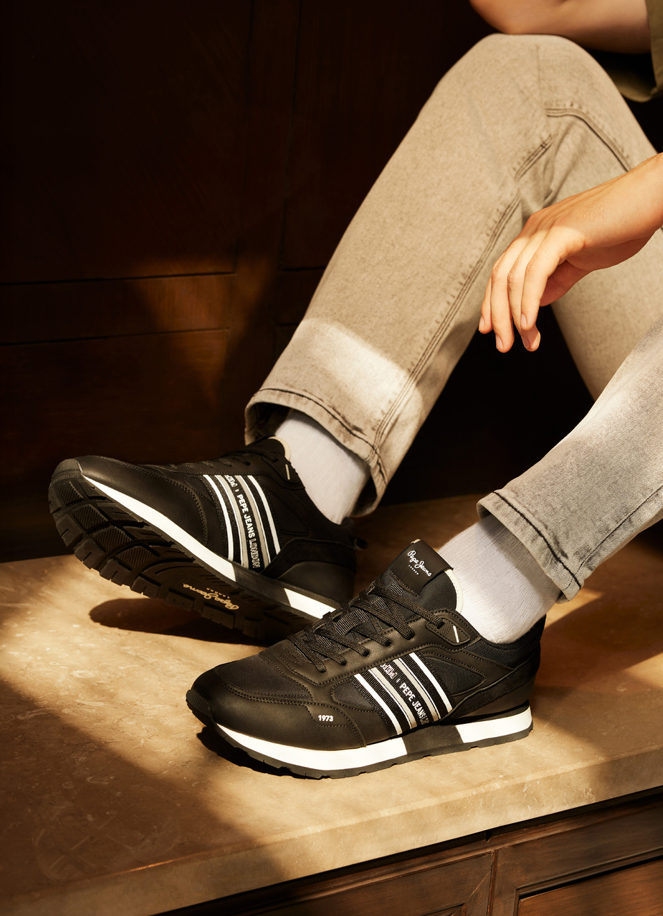 Black 3d Logo Anti-skid Running Sneakers, , large image number 0