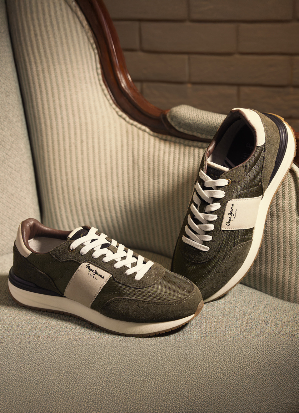 Khaki And Green Anti-skid Fashion Sneakers, , large image number 0