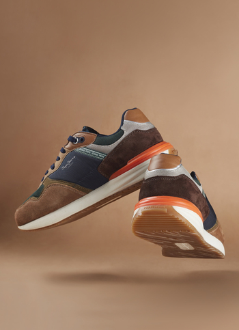 Men Khaki Green Color Block Sneakers