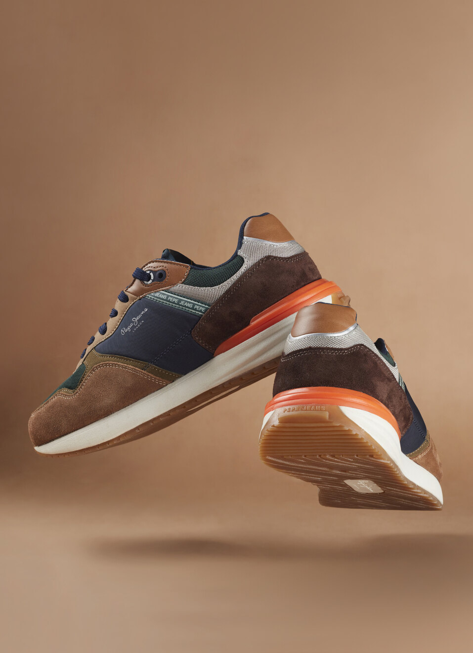 Men Khaki Green Color Block Sneakers, , large image number 0