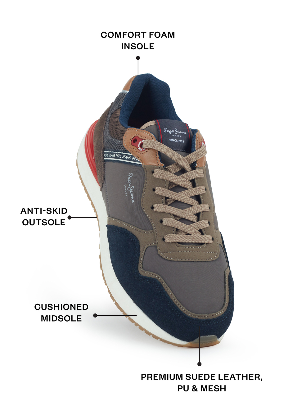 Men Brown Color Block Sneakers, , large image number 1