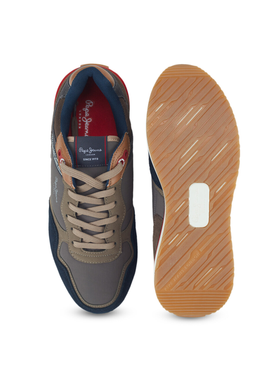 Men Brown Color Block Sneakers, , large image number 4