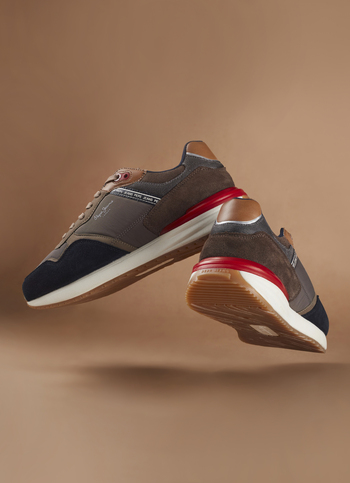 Men Brown Color Block Sneakers