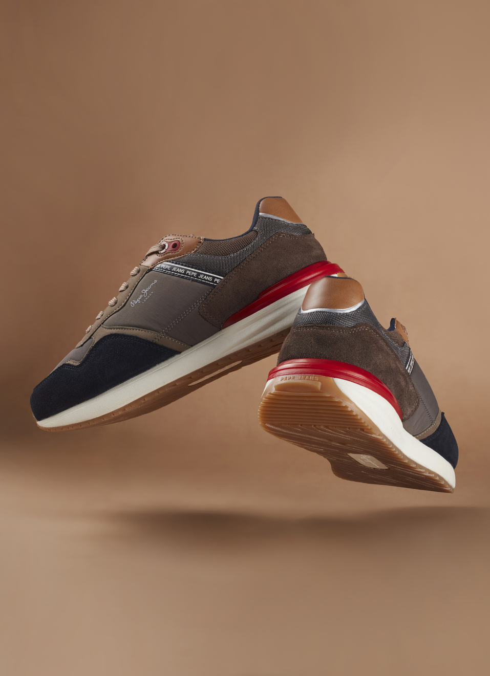 Men Brown Color Block Sneakers, , large image number 0