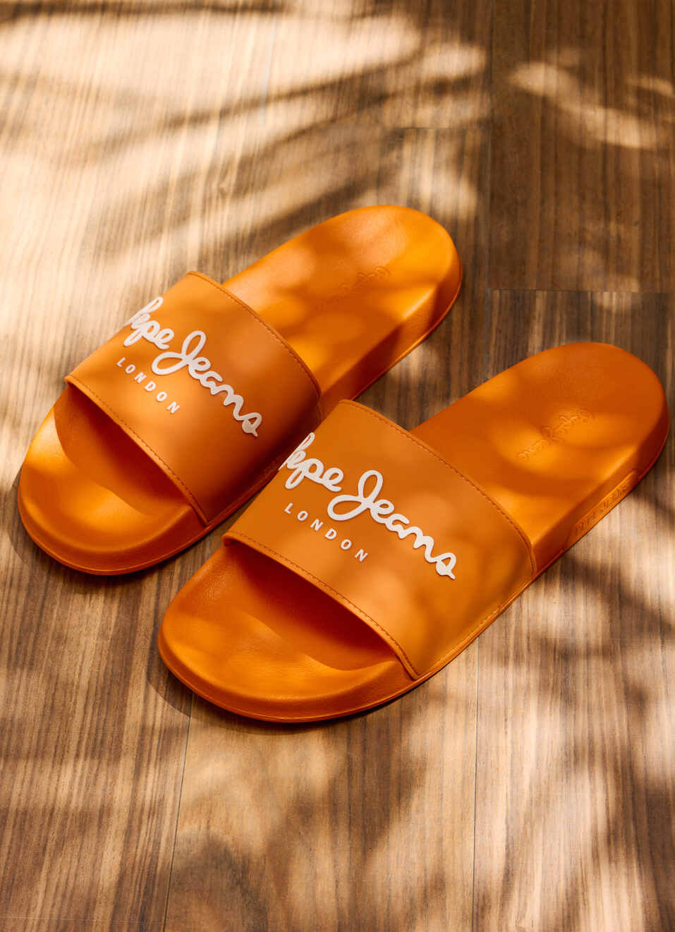 Orange Lightweight Beach Slides With Logo Print, , large image number 0