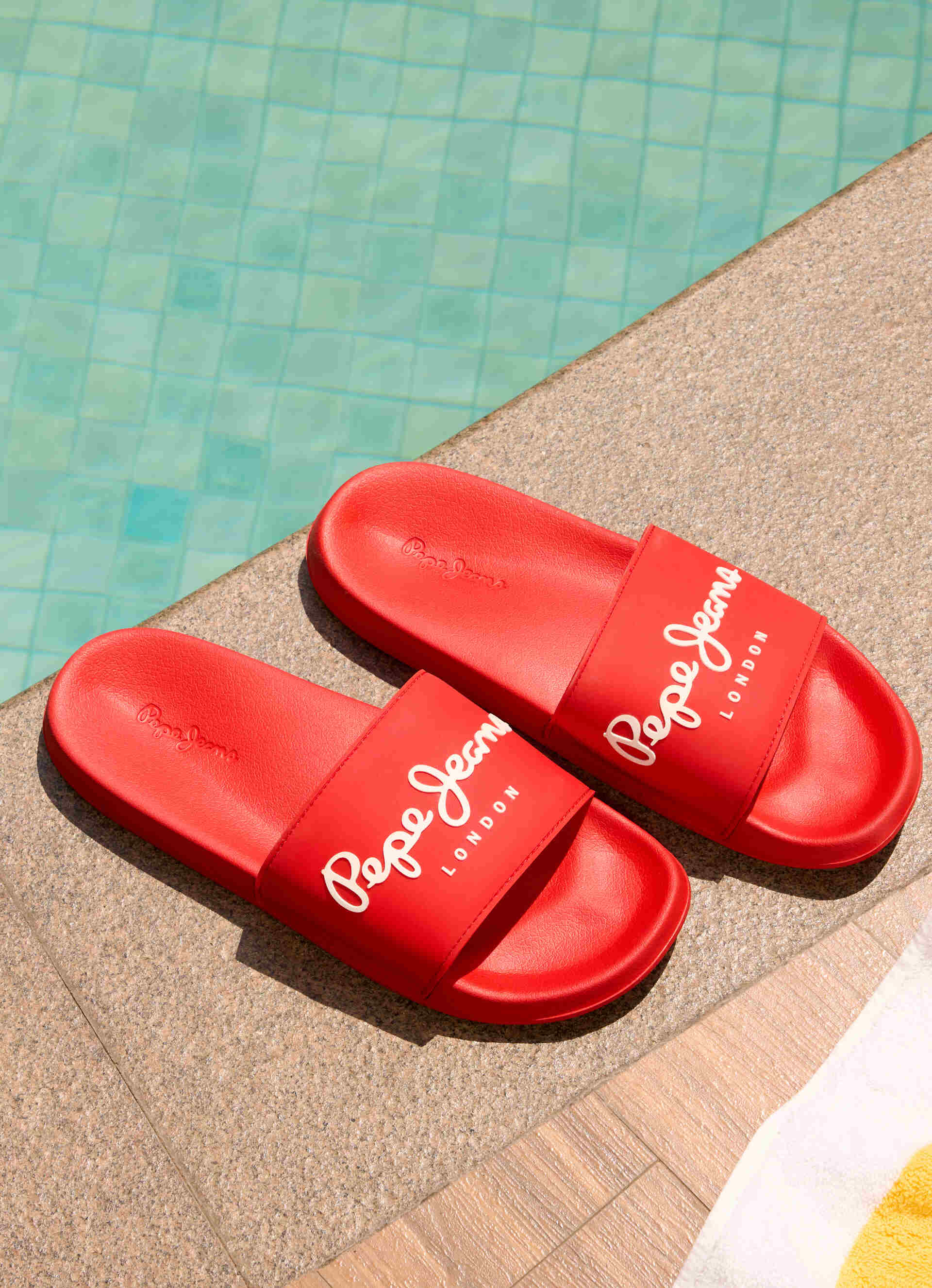 Red Lightweight Beach Slides With Logo Print, , large image number 7