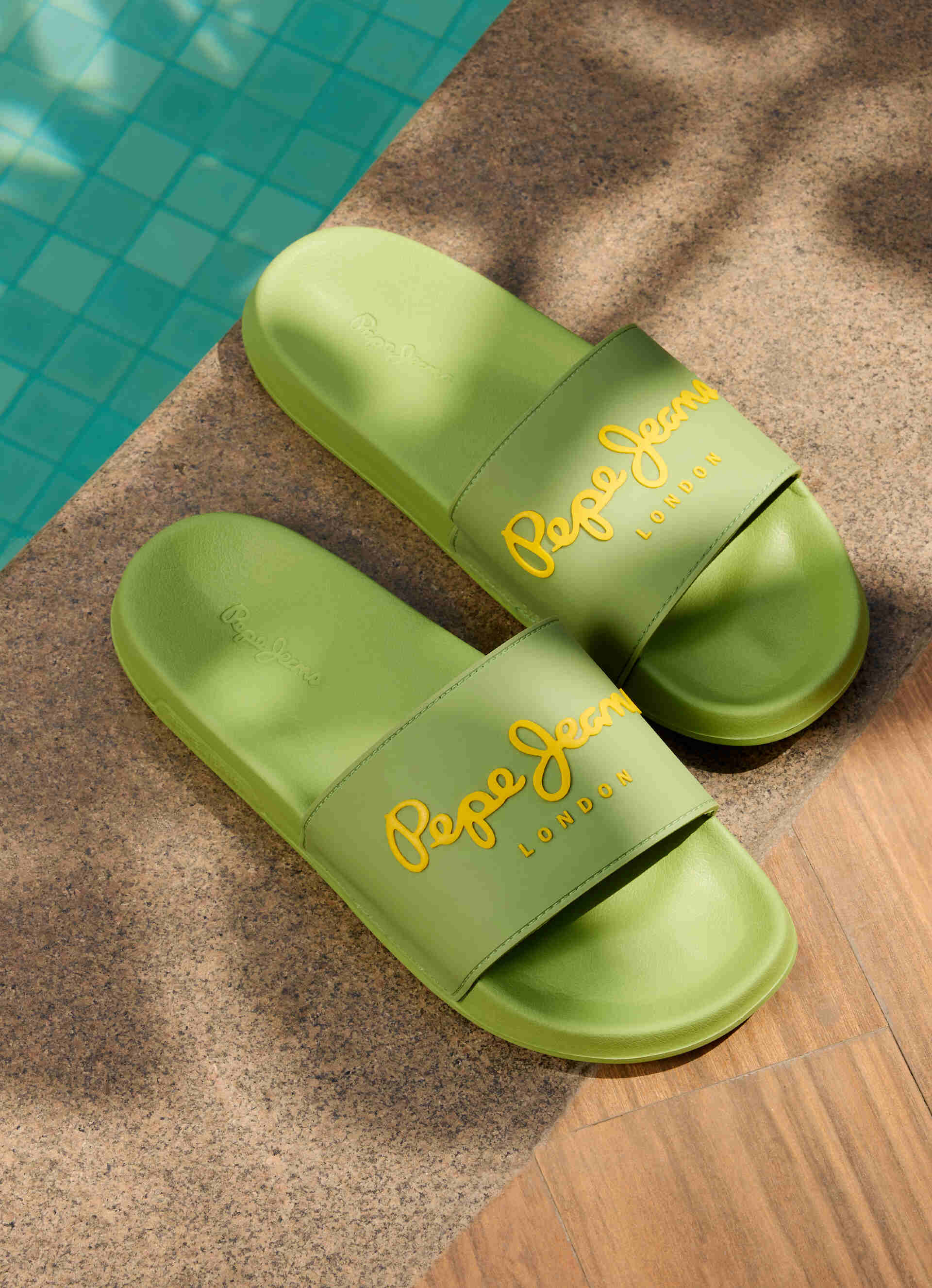 Green Lightweight Beach Slides With Logo Print, , large image number 7