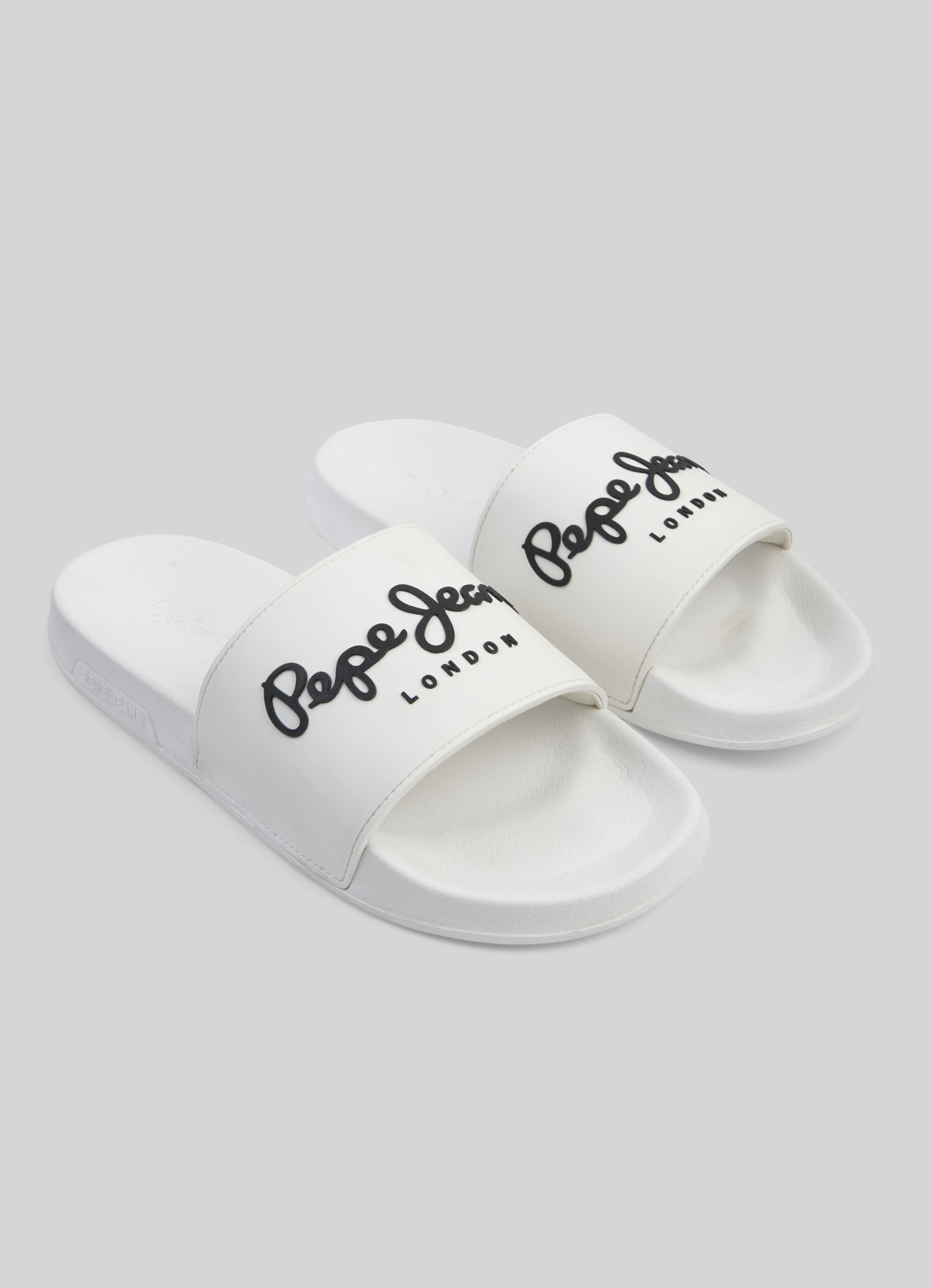 White Lightweight Beach Slides With Logo Print, , large image number 5