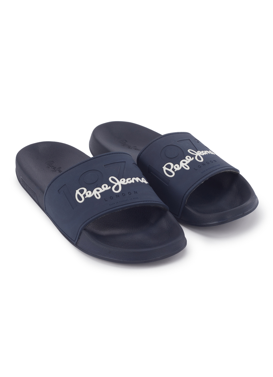 Navy Lightweight Beach Slides With Embossed Logo Print, , large image number 2