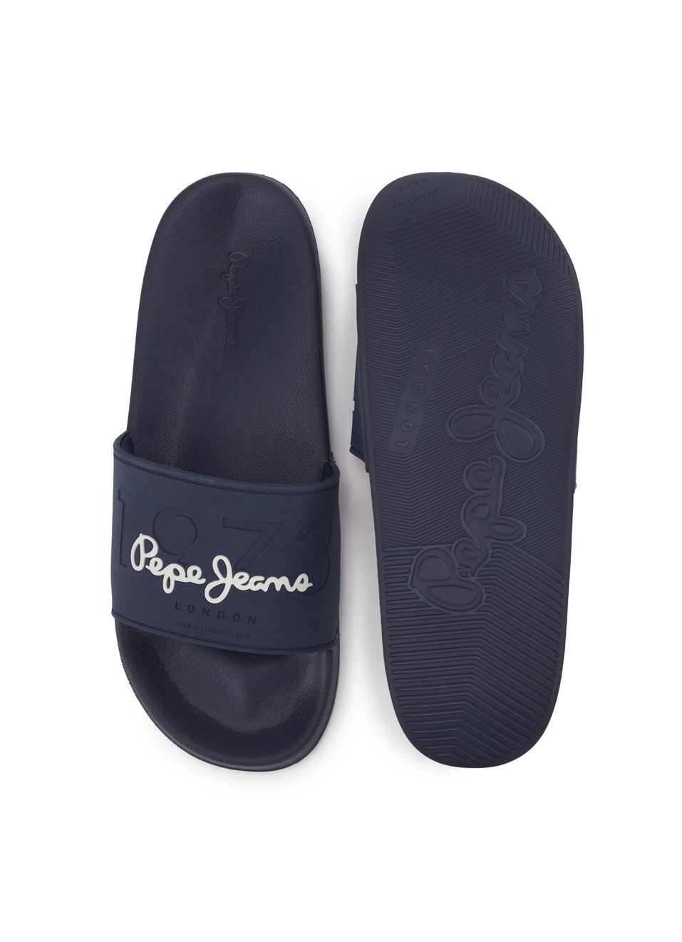 Navy Lightweight Beach Slides With Embossed Logo Print, , large image number 4