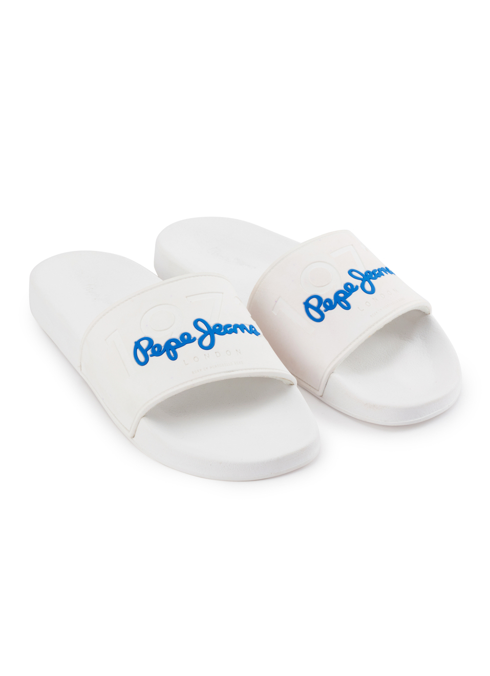 White Lightweight Beach Slides With Embossed Logo Print, , large image number 2