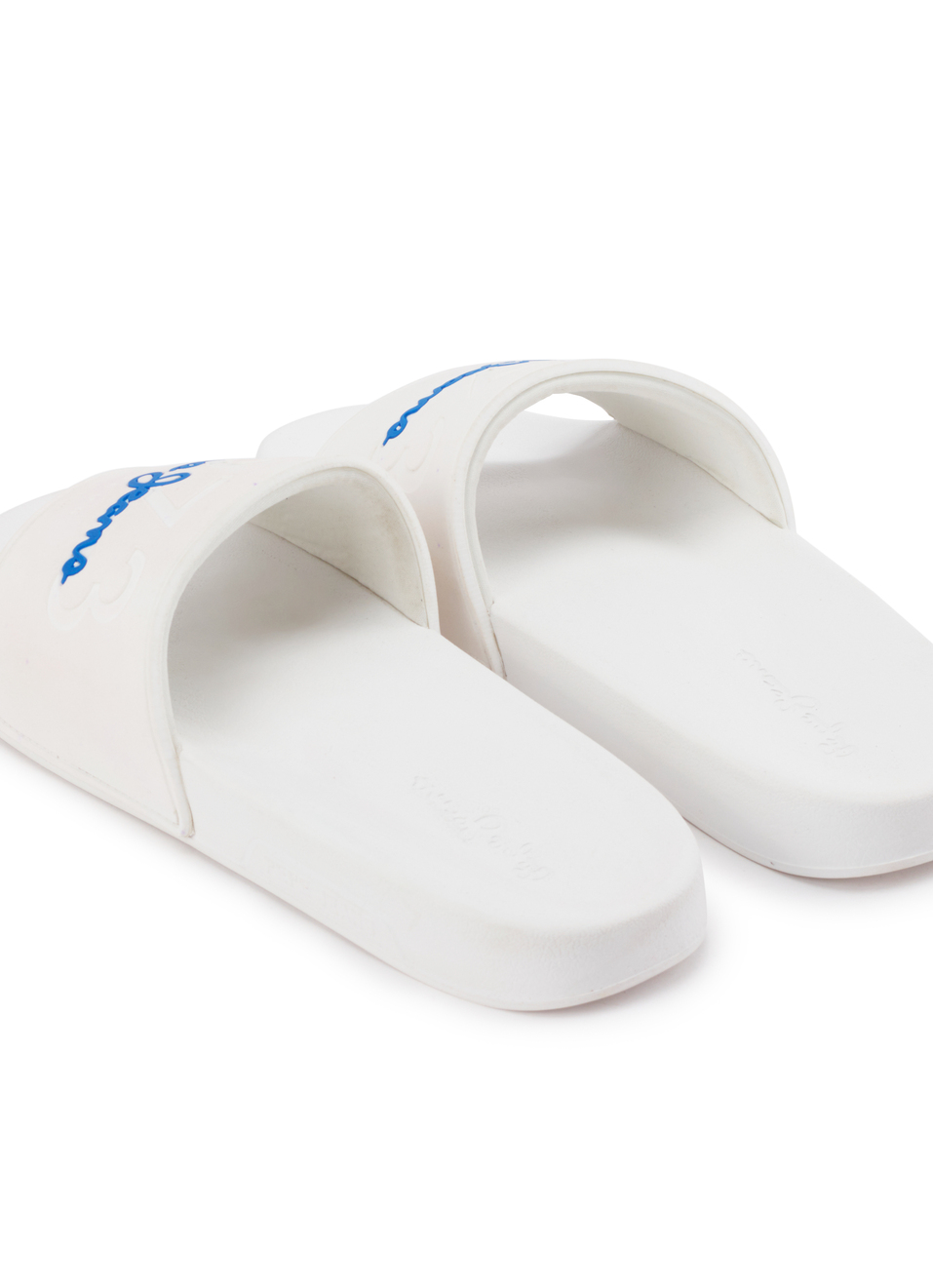 White Lightweight Beach Slides With Embossed Logo Print, , large image number 3