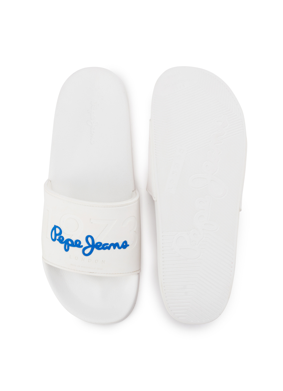 White Lightweight Beach Slides With Embossed Logo Print, , large image number 4