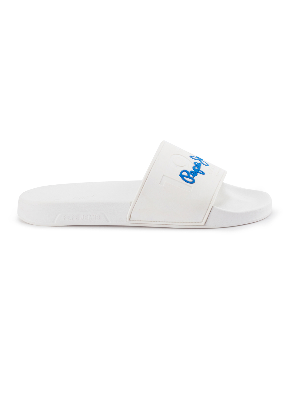 White Lightweight Beach Slides With Embossed Logo Print, , large image number 5