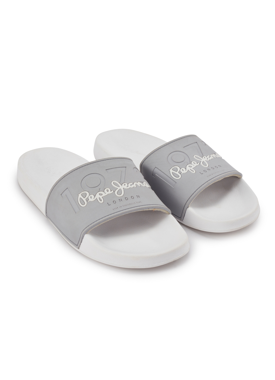 Grey Lightweight Beach Slides With Embossed Logo Print, , large image number 2