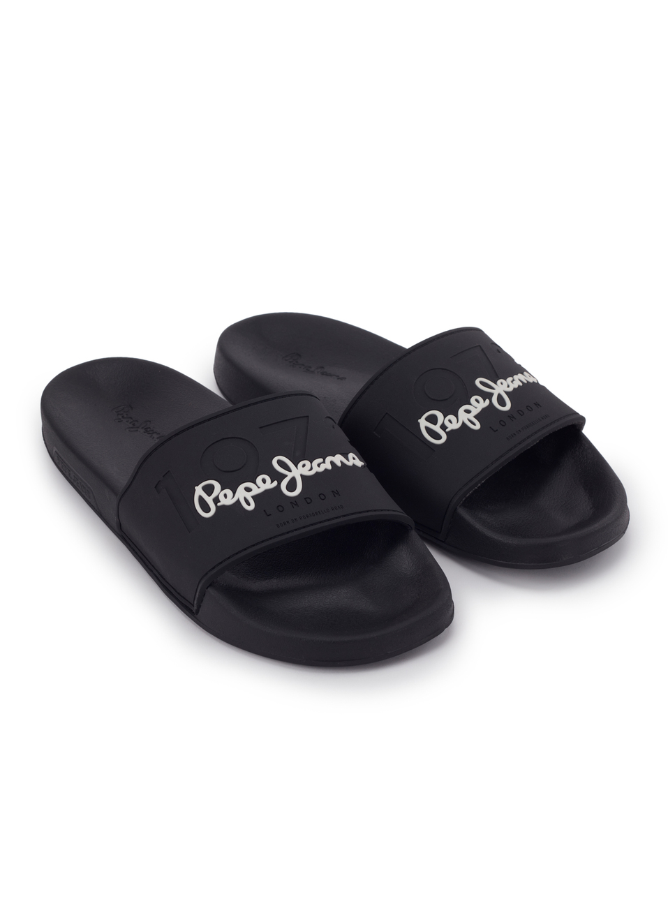 Black Lightweight Beach Slides With Embossed Logo Print, , large image number 2