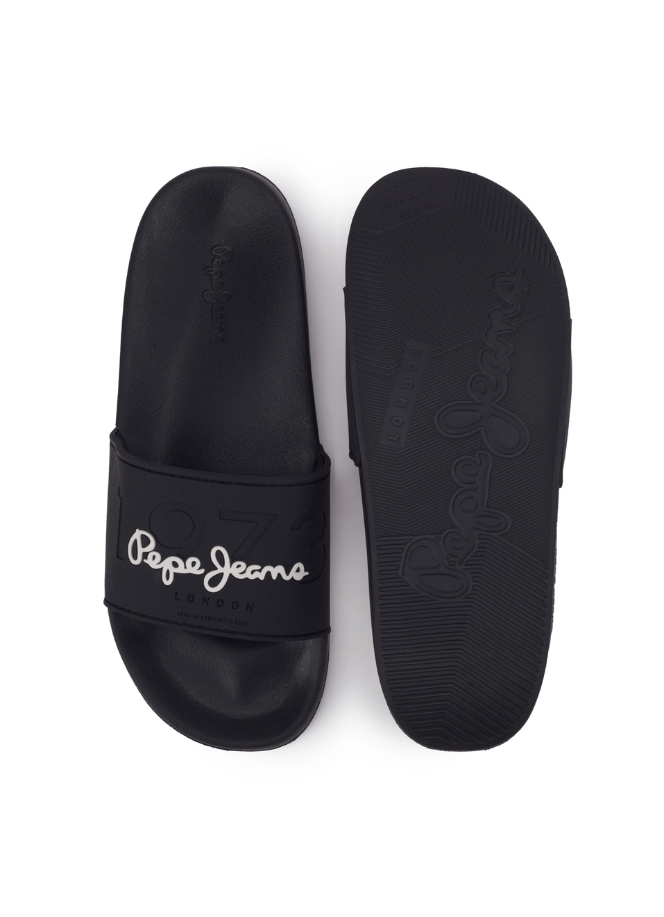 Black Lightweight Beach Slides With Embossed Logo Print, , large image number 4