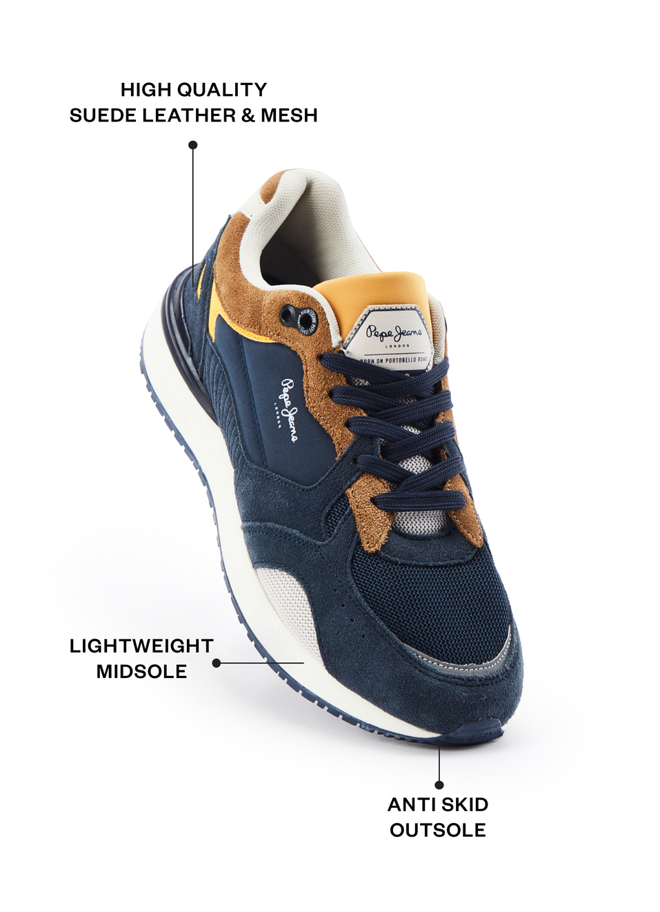 Navy Lightweight Anti-skid Fashion Sneakers, , large image number 1