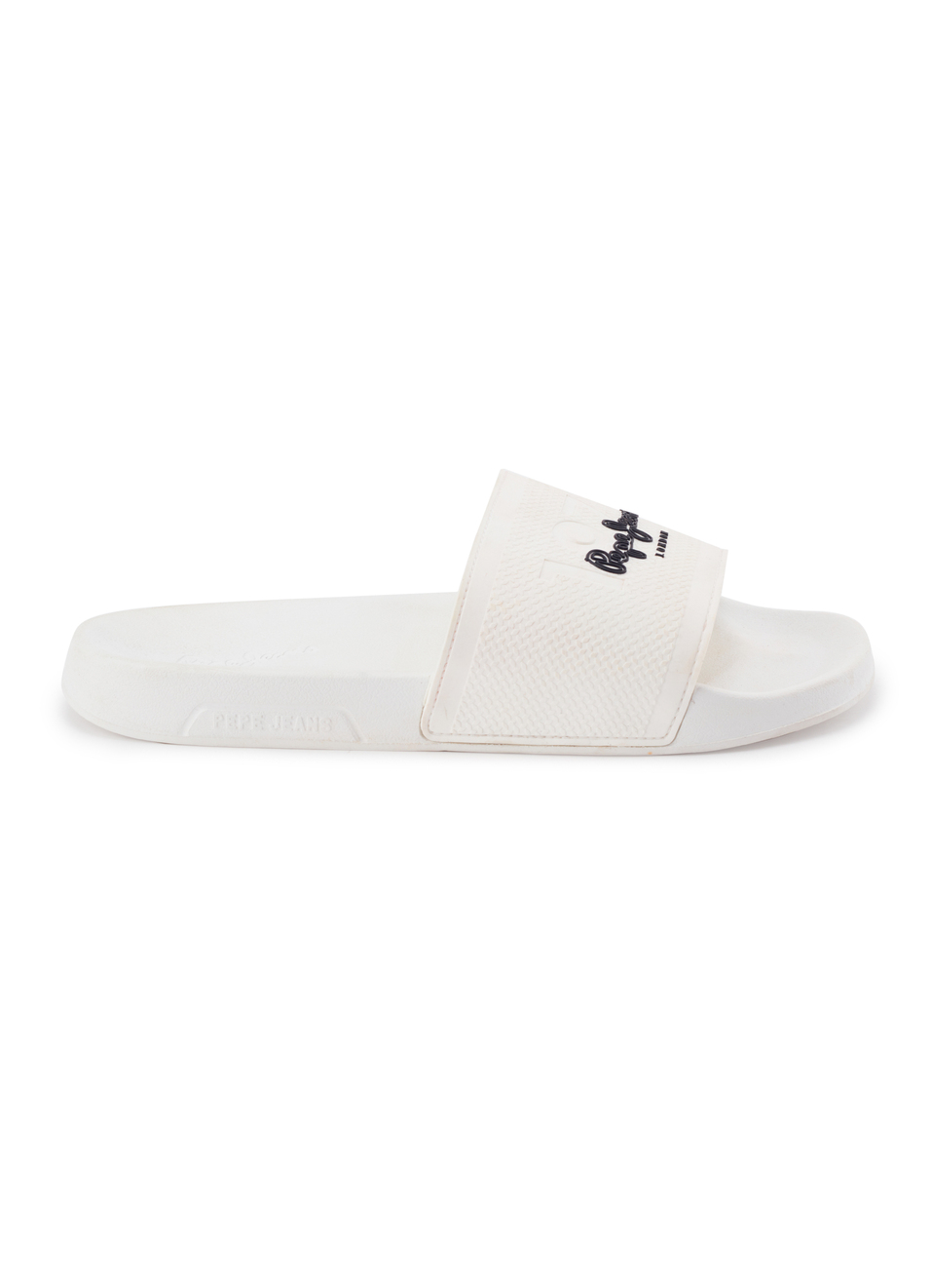 White Lightweight Beach Slides With Textured Logo Print, , large image number 5